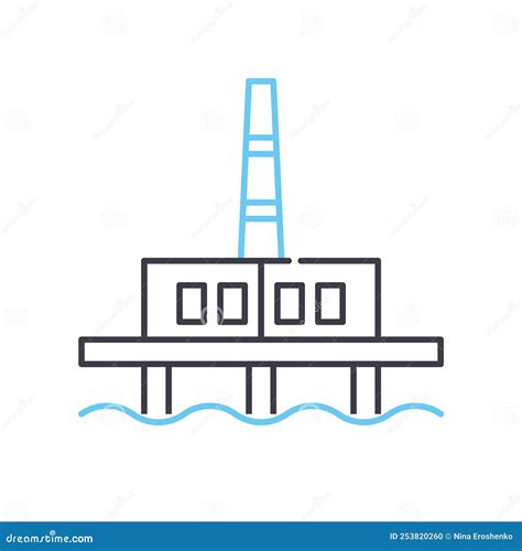 Offshore Oil Platform Line Icon Outline Symbol Vector Illustration