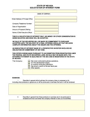 Fillable Online Solicitation Of Interest Form Fax Email Print Pdffiller