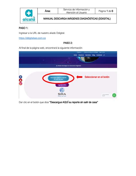 Manual Ddigital AtenciÛn al Usuario Pgina 1 de 6 MANUAL DESCARGA IM