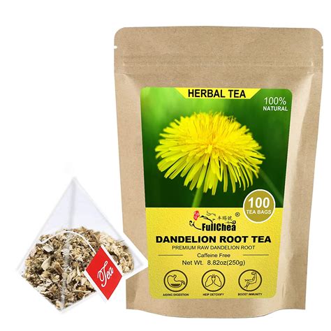 FullChea Dandelion Root Tea Bags 100 Teabags 2 5g Bag Premium Raw