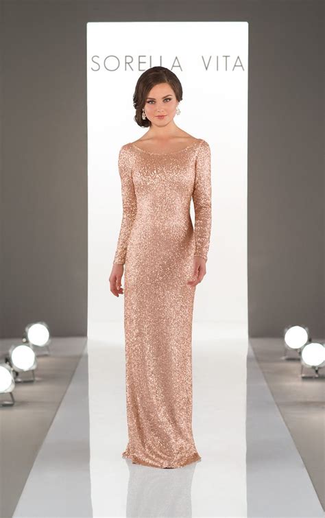 Long Sleeved Sequin Bridesmaid Dress 8848 Sequin Bridesmaid Dresses