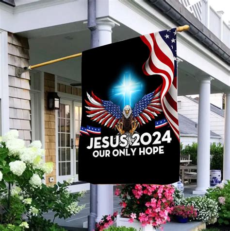 American Eagle Cross Jesus 2024 Our Only Hope Flag Religious Flags Out