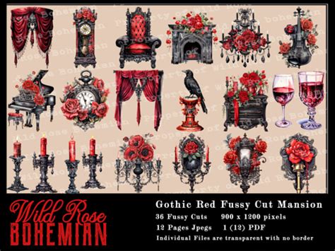 Gothic Mansion Clipart Gothic Castle Graphics Gothic Fussy Cuts Pngs