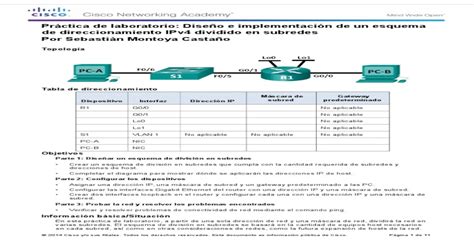 9 2 1 3 Practica De Laboratorio Diseno E Implementacion De Un Esquema De Direccionamiento Ipv4