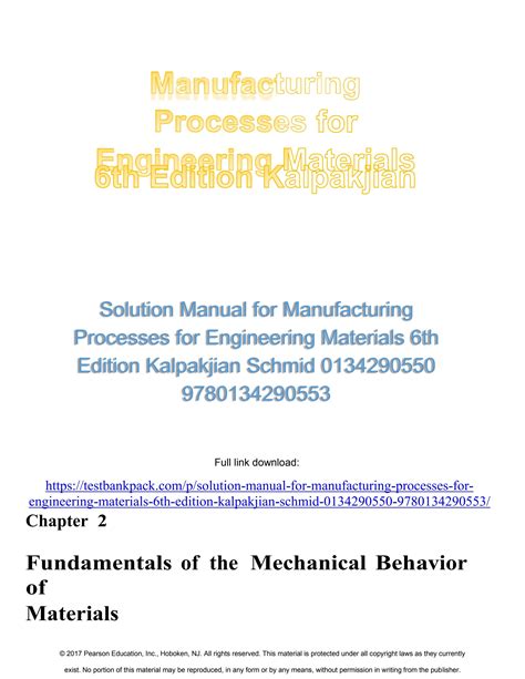 Solution Manual For Manufacturing Processes For Engineering Materials