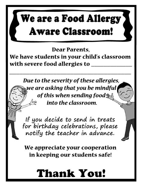 Thriving With Allergies: Food Allergy Aware Letter to Parents | Food