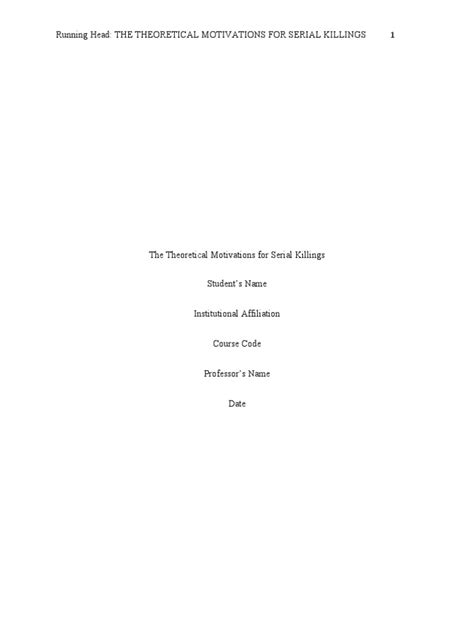 The Theoretical Motivations For Serial Killings | PDF | Serial Killer | Murder