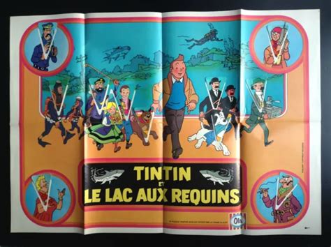 RARE SÉRIE COMPLÈTE 12 autocollants Ola avec poster Tintin Le lac aux