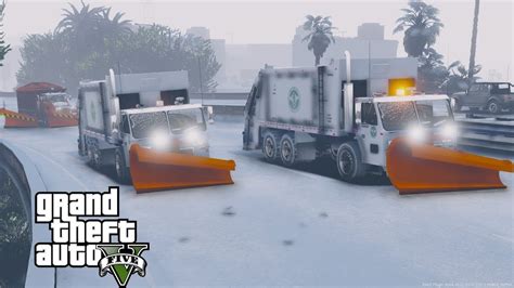 Gta Mod Department Of Sanitation Snow Plow Salter Spreader Convoy