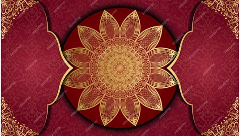 Premium Vector | A red and gold background with a floral pattern and a ...