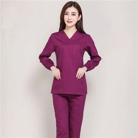 2017 New Womens Long Sleeve Medical Scrub Sets Hospital Doctors