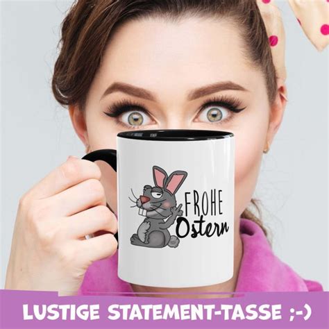 Lustige Hasen Tasse Frohe Ostern Schwarz Print Royal 10 95