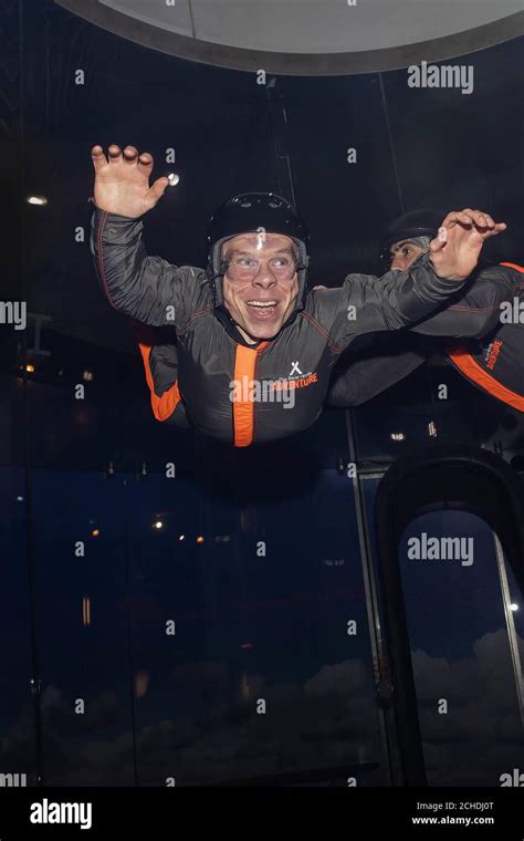 EDITORIAL USE ONLY Warwick Davis Has A Go At IFly An Indoor Skydive