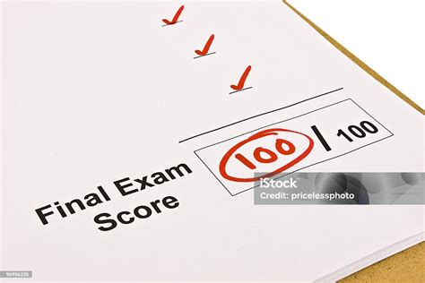 perfect final exam score marked   stock photo  image
