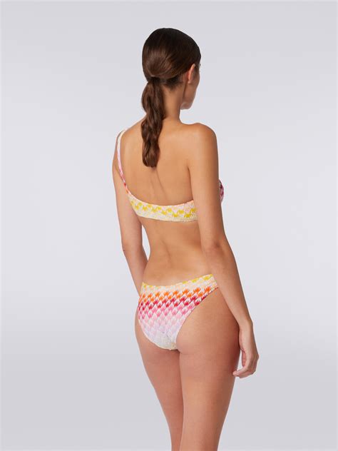 Dégradé lace effect one shoulder bikini with lurex Red Missoni