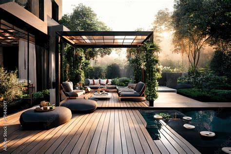 Luxury Living Outdoor Space Interior design of a lavish side outside ...