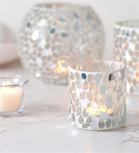 Buy Silver Glass Set Of 3 Tea Light Holders At 32 Off By Hosley