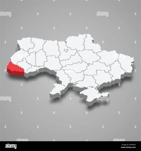 Zakarpattia Oblast. Region location within Ukraine 3d isometric map ...