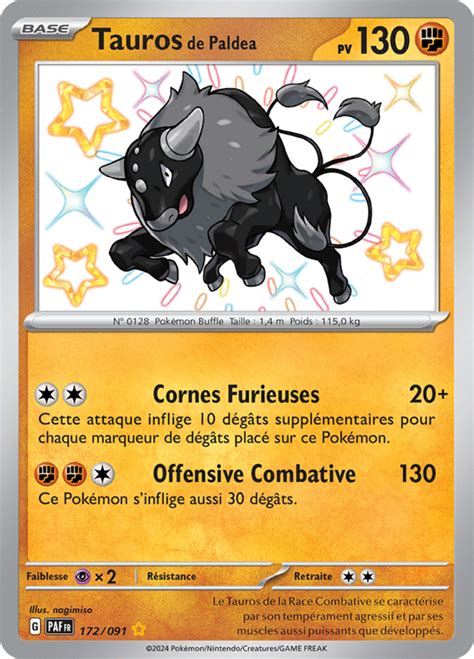 Tauros de Paldea Écarlate et Violet Destinées de Paldea 172 Poképédia