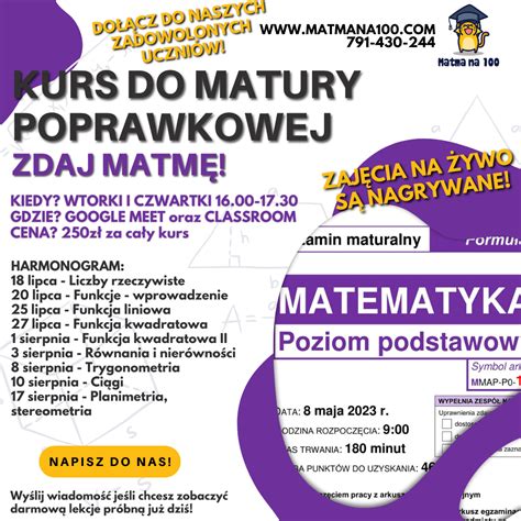 Kurs Do Matury Poprawkowej Z Matematyki 2024 Kursy Grupowe On Line Do