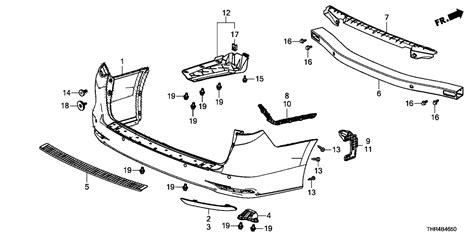 04715 THR A20ZZ Genuine Honda W Face Rear Bumper