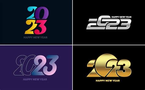 Free Vector | Set of logo design 2023 happy new year 2023 number design ...