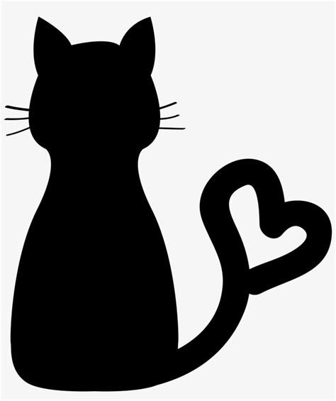 Heart And Cat Clip Art Cat Silhouette Heart Tail 1904x2178 PNG