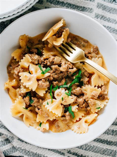 Creamy Ground Beef And Bowtie Pasta The Recipe Life