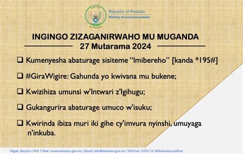 » MINALOC yatangaje gahunda y’Umuganda wa Mutarama 2024 ImvahoNshya