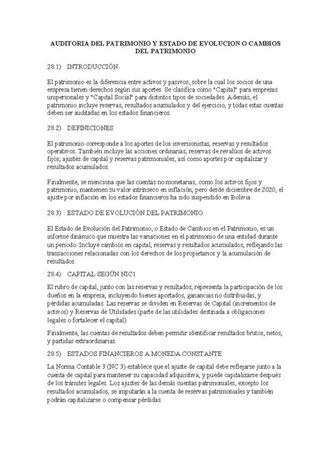 Auditoría del Patrimonio y Cambios en su Estado - Análisis Completo