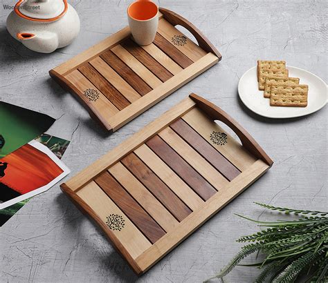 Buy Tree Of Life Sheesham And Beech Wood Serving Trays Set Of 2 At 20