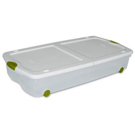 Sterilite Wheeled Under The Bed Storage Box With Latching Lid Clear