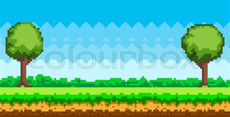 Pixel Game Background Pixel Art Game Stock Vector Colourbox