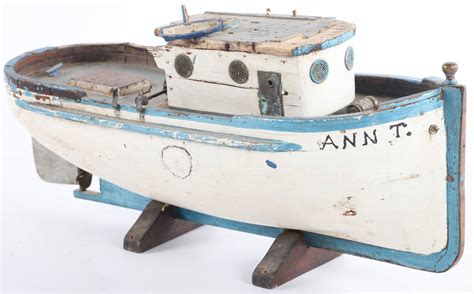 Folk Art Carved Wood Boat Model Auction