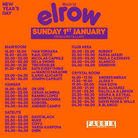 Horarios Para El A O Nuevo De Elrow En Fabrik Leviragetv