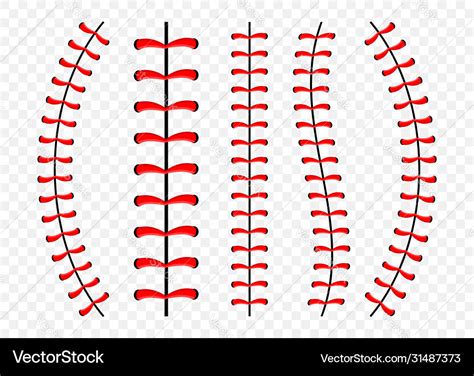 Baseball Ball Stitches Red Lace Seam Isolated Vector Image