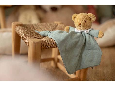 Trousselier Ours Triangle Doudou Avec Hochet 20Cm Coton Bio Celadon