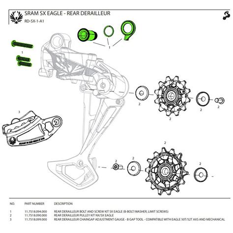 SRAM Vis de fixation vis de réglage pour dérailleur SX Eagle A1 11