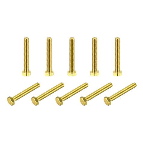 Brass Hex Bolts M6x40mm 10 Pack Fully Thread Grade 4 8 Machine Screws