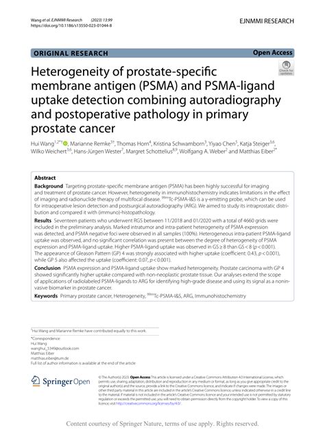 Pdf Heterogeneity Of Prostate Specific Membrane Antigen Psma And