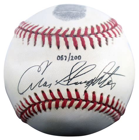 Enos Slaughter Signed Le Onl Baseball With Thumbprint With Display Case