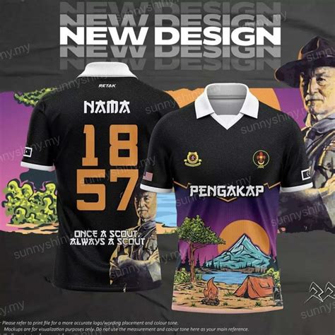 Pengakap Uniform Tshirt Retro Collar Jersey Plus Size Football Shirt