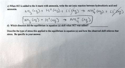 Solved When Hci Is Added To It It Reacts With Ammonia Write The Net Ionic Reaction Between