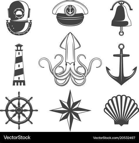 Naval Icons Set Royalty Free Vector Image Vectorstock