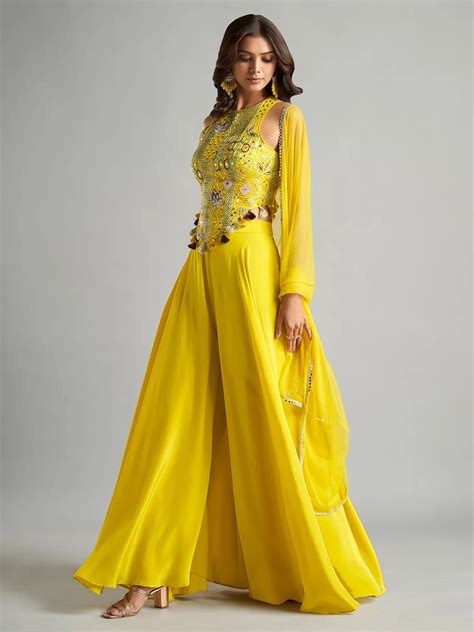 Stunning Yellow Silk Palazzo Suit With Dupatta G3 Wss41642