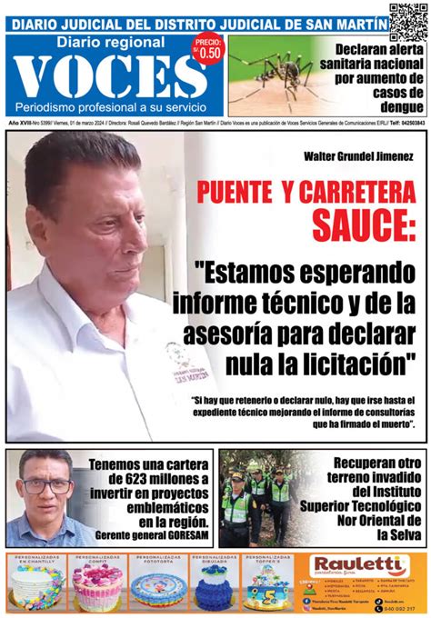 Portada Viernes De Marzo Diario Voces