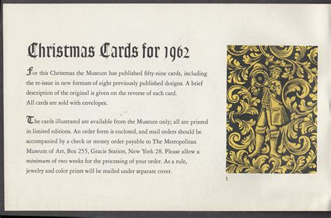 Metropolitan Museum Of Art Christmas Card Catalog 1962