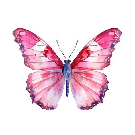 Premium Ai Image A Watercolor Of A Butterfly With Pink Wings On A