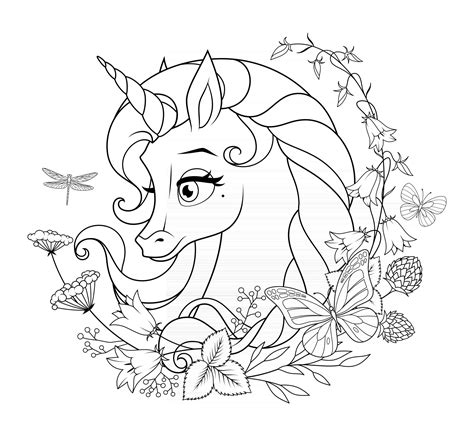 Beautiful Unicorn Surrounded With Flowers Vector Coloring Page 3015113