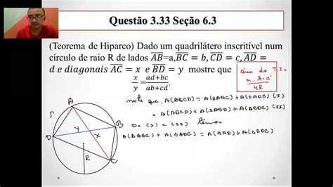 Questão 3 33 seção 6 3 Geometria TEOREMA DE HIPARCO YouTube